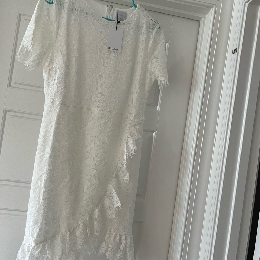 White Lace Ruffle Dress Bridal